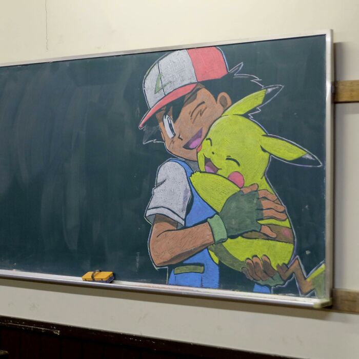 Japanese Teacher Creates Real Works Of Art On The Blackboard Before Starting Class (48 Pics)