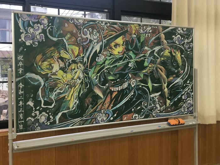 Japanese Teacher Creates Real Works Of Art On The Blackboard Before Starting Class (48 Pics)