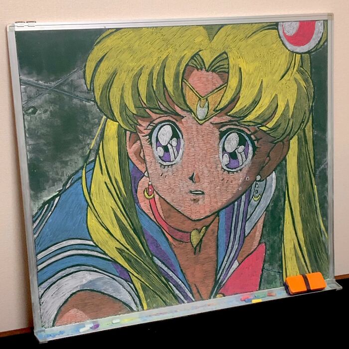Japanese Teacher Creates Real Works Of Art On The Blackboard Before Starting Class (48 Pics)