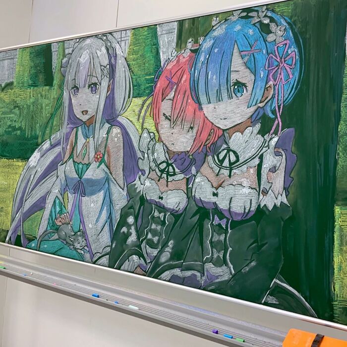Japanese Teacher Creates Real Works Of Art On The Blackboard Before Starting Class (48 Pics)