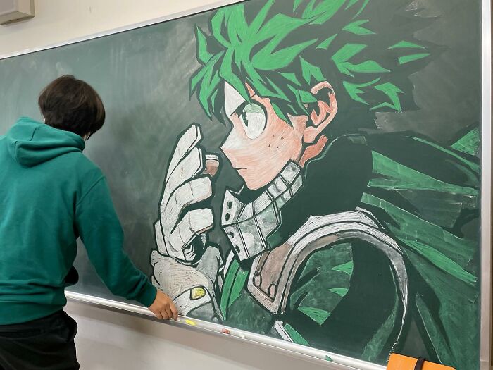 Japanese Teacher Creates Real Works Of Art On The Blackboard Before Starting Class (48 Pics)