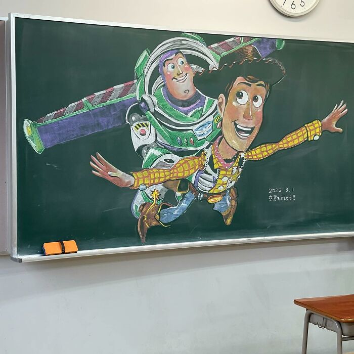 Japanese Teacher Creates Real Works Of Art On The Blackboard Before Starting Class (48 Pics)