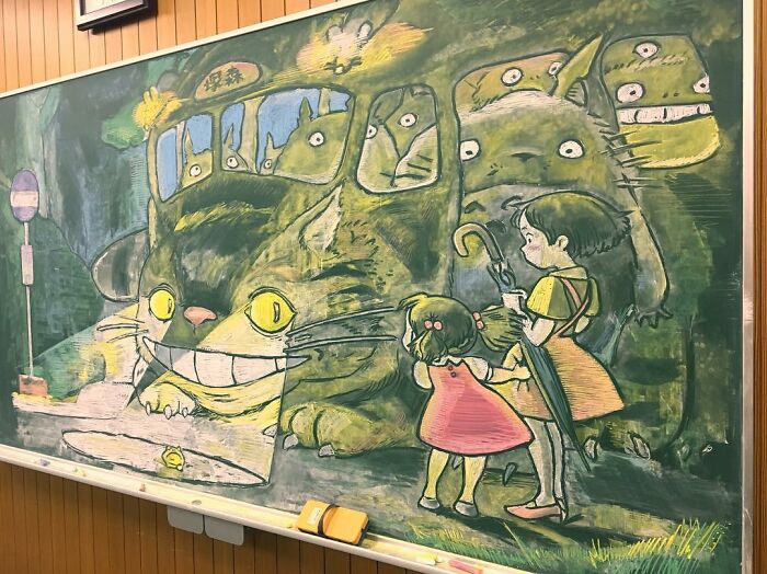 Japanese Teacher Creates Real Works Of Art On The Blackboard Before Starting Class (48 Pics)