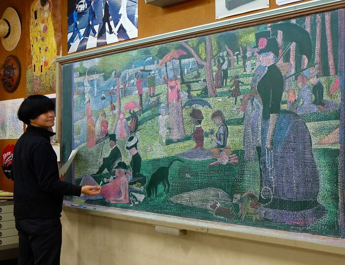 Japanese Teacher Creates Real Works Of Art On The Blackboard Before Starting Class (48 Pics)