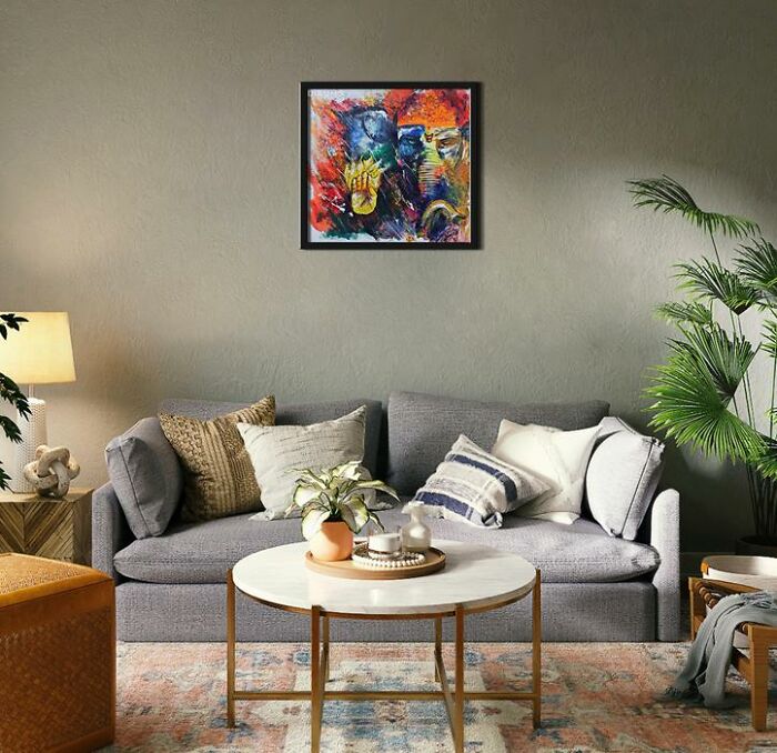 Mahakaaya Ganesh | Handpainted Lord Ganesha, Ganesh Square Acrylic On Canvas Painting For Your Home