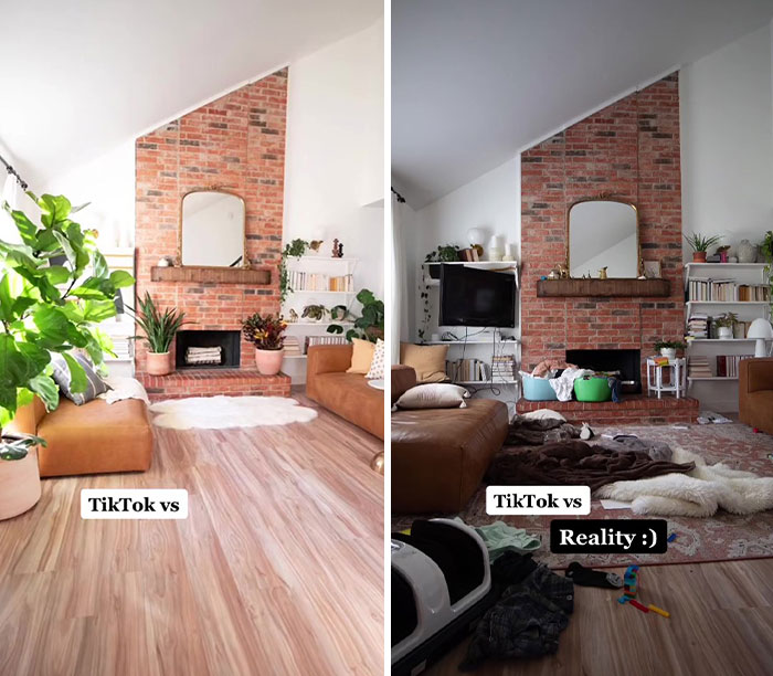 5 Side-By Side Photos Showing The Reality Behind This DIY Home Designer&rsquo;s Aesthetic Videos