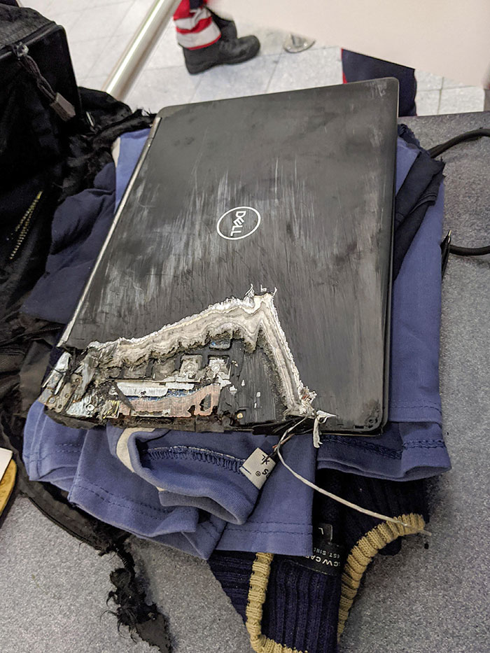Laptop Run Over By An Airport Baggage Cart