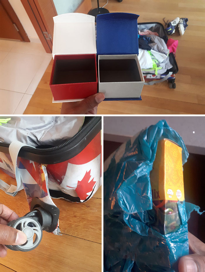 The Baggage Was Damaged And Broken Into. Various Items Were Stolen. We're Most Heartbroken About The Missing Wedding Gifts