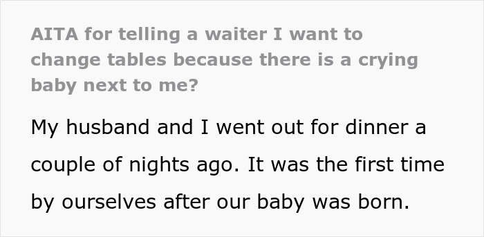 Mom Causes A Scene At A Restaurant After Overhearing That This Couple Wants To Switch Tables Due To Her Crying Baby Mom Causes A Scene At A Restaurant After Overhearing That This Couple Wants To Switch Tables Due To Her Crying Baby