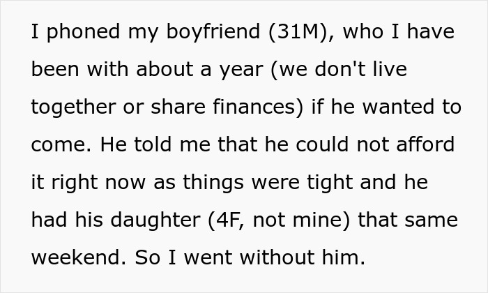 &ldquo;[Am I The Jerk] For Going On A Weekend Trip Alone That My Partner Couldn&rsquo;t Afford?&rdquo;