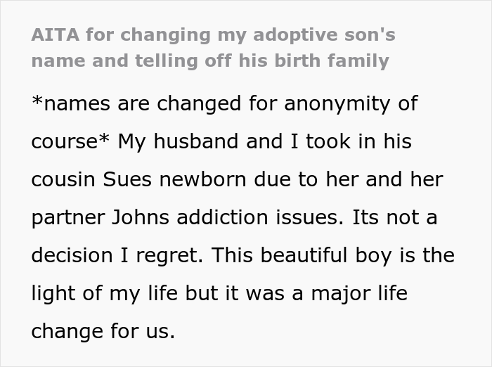 Woman Gets Harassed By Adoptive Child&rsquo;s Family When She Changes His Name, Snaps Back By Telling Them The Name Wasn&rsquo;t Appropriate