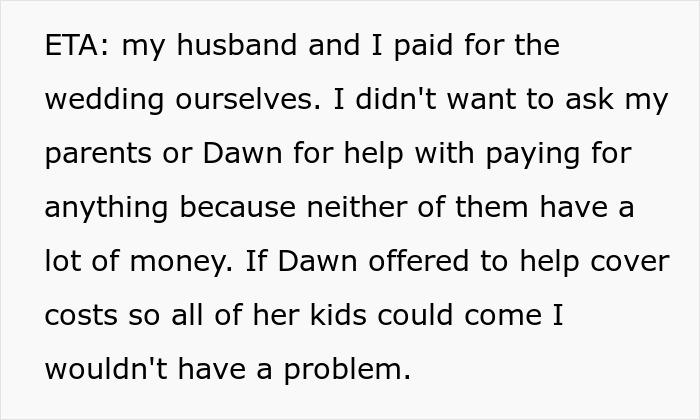 Sister Is At Furious With This Bride For Only Letting 3 Of Her 10 Kids Come To The Wedding