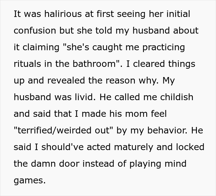 “My Husband Was Livid”: Woman Waits For Her MIL In The Bathroom In Weird Poses, Suspecting She Is Not Walking In On Her Accidentally “My Husband Was Livid”: Woman Waits For Her MIL In The Bathroom In Weird Poses, Suspecting She Is Not Walking In On Her Accidentally