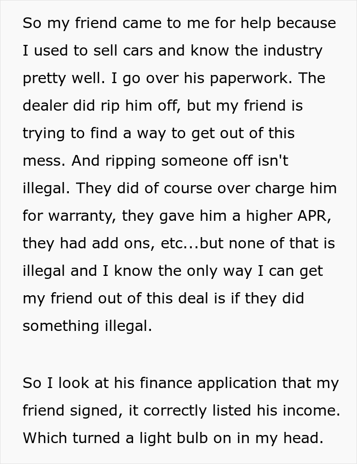 Guy Can&rsquo;t Afford His Car Payments And Wants To Cancel His Contract, His Friend Finds Bank Fraud In His Papers And Blackmails The Car Dealership