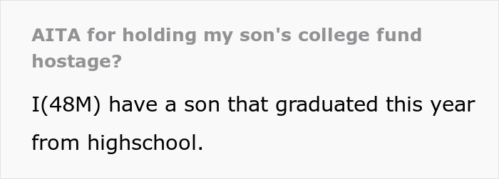 Son Faces Dad's "Ultimatum" After Refusing To Attend College And Wanting To Use His $400K Tuition Money For Starting A Business