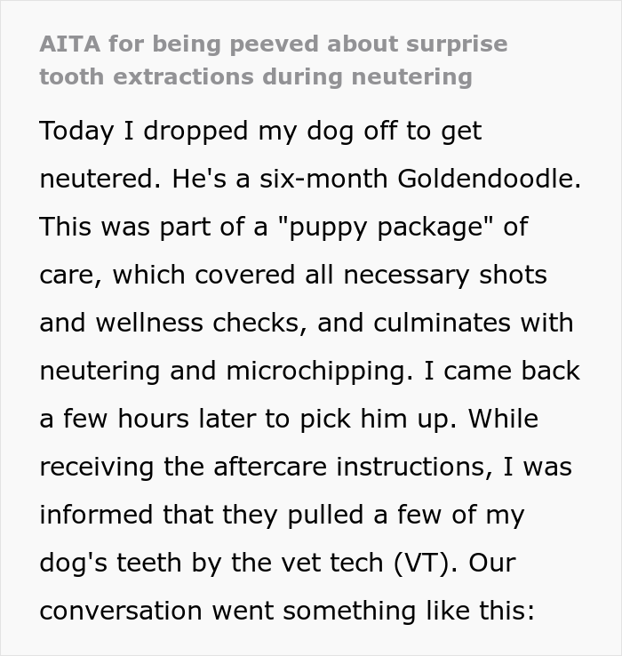 &ldquo;I&rsquo;m Upset That They Couldn&rsquo;t Explain That Decision&rdquo;: Guy Is Livid After Learning Vet Did A Surprise Tooth Extraction During His Pup&rsquo;s Neutering
