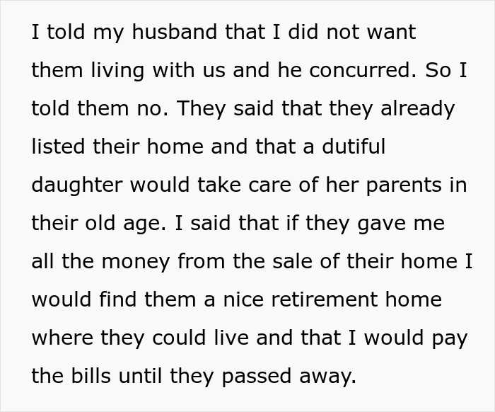 Elderly Parents Expect Their Daughter To Take Them In, Are Furious When She Says The Best She Can Do Is To Put Them In A Senior Home
