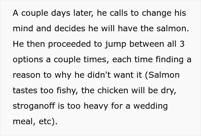 Bride-To-Be Gets Backed Online For Refusing To Alter Her Wedding Meals For A Nagging Guest