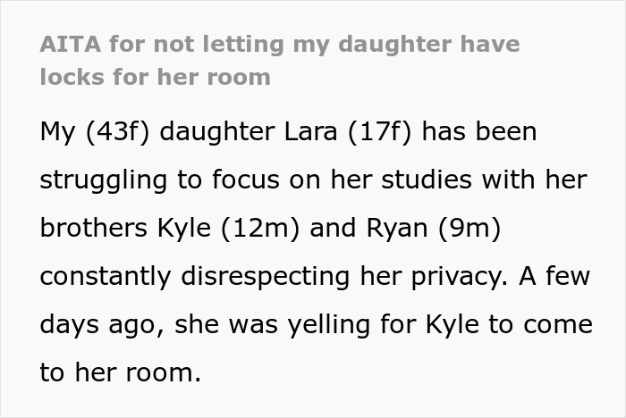 Internet Calls Out This Mother Who Doesn’t See The Problem With Her Daughter Complaining How Her Younger Brothers Keep Invading Her Privacy Internet Calls Out This Mother Who Doesn’t See The Problem With Her Daughter Complaining How Her Younger Brothers Keep Invading Her Privacy