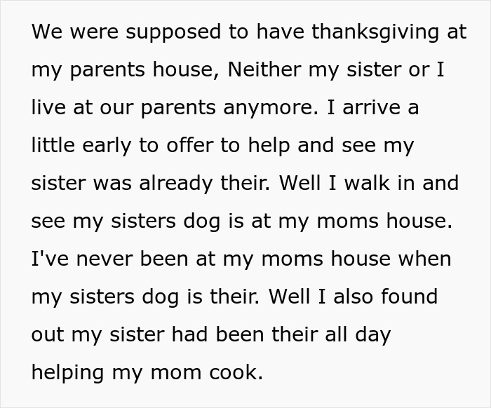 Woman Knows Her Sister's Dog Hair Frequently Ends Up In Food, So She Turns Around And Leaves Thanksgiving Dinner When She Sees It There