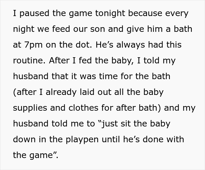 "He Wants A Divorce": Gamer Husband Lashes Out At Wife For Pausing His Game So He Would Bathe The Baby
