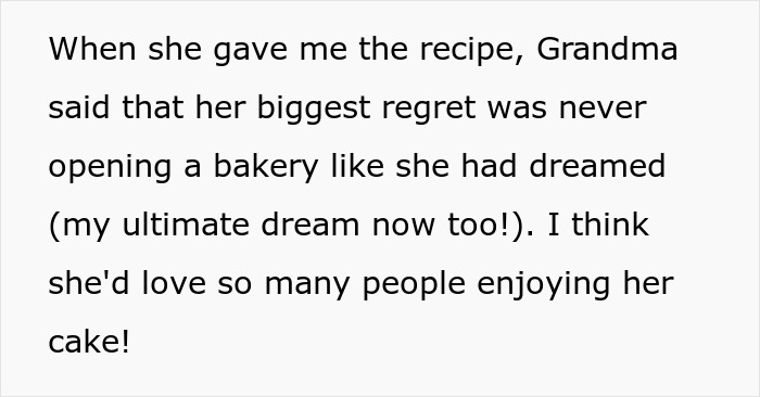 Woman The Only One Who Bothered To Learn Grandma&rsquo;s Secret Cake Recipe, Gets Called Out By Family As A Sellout After Going Commercial