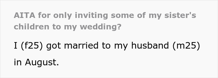 Sister Is At Furious With This Bride For Only Letting 3 Of Her 10 Kids Come To The Wedding