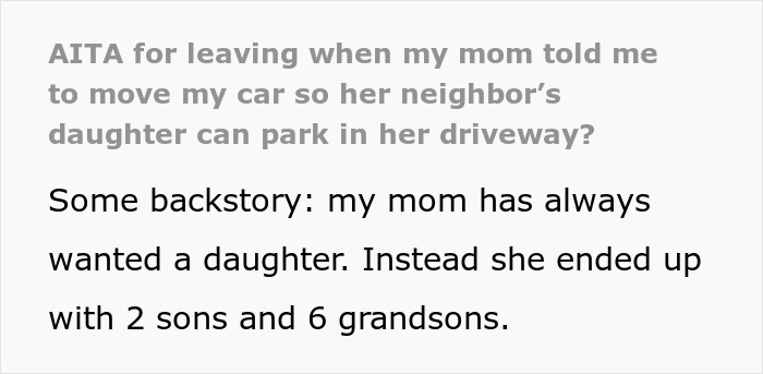 Man Travels 8 Hours To His Mom's, Walks Out On Her After She Shows Favoritism To Her 'Adoptive' Neighbor Man Travels 8 Hours To His Mom's, Walks Out On Her After She Shows Favoritism To Her 'Adoptive' Neighbor