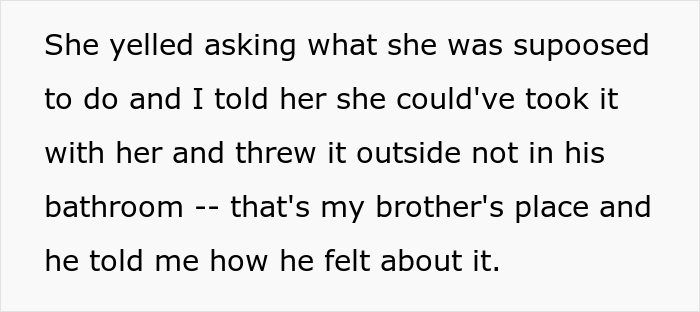 "Am I A Jerk For Telling My Wife That Leaving Her Used Pad In My Brother's Place Was Inappropriate?"