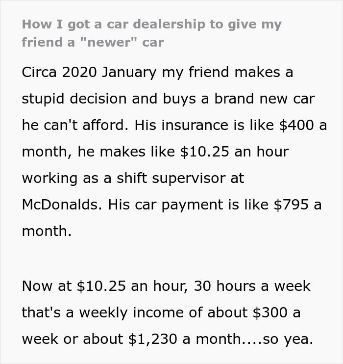 Guy Can&rsquo;t Afford His Car Payments And Wants To Cancel His Contract, His Friend Finds Bank Fraud In His Papers And Blackmails The Car Dealership