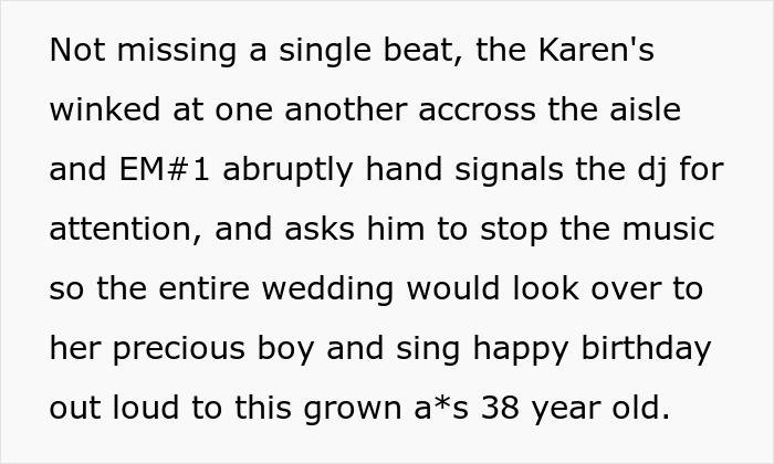 "How Embarrassing": Two Karens Come Up With A Plan To Interrupt A Wedding So The Guests Would Sing Happy Birthday To A 38-Year-Old Man