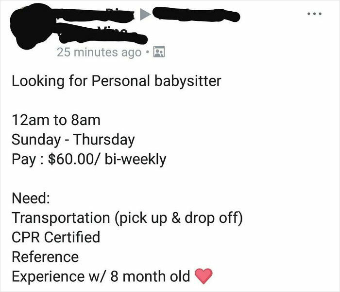 "With All Due Disrespect, Go To Hell": People Roast These Delusional Demands A Parent Has For Their Babysitter While Only Paying Them $200 A Week "With All Due Disrespect, Go To Hell": People Roast These Delusional Demands A Parent Has For Their Babysitter While Only Paying Them $200 A Week