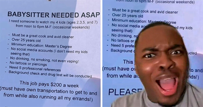 “With All Due Disrespect, Go To Hell”: People Roast These Delusional Demands A Parent Has For Their Babysitter While Only Paying Them $200 A Week