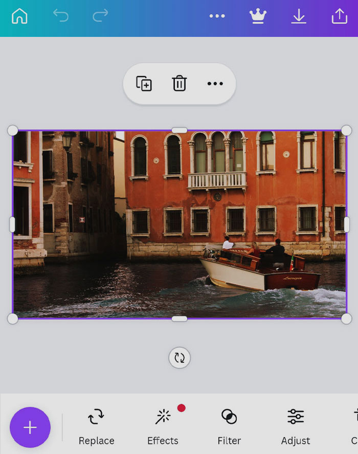 Canva program with picture editing