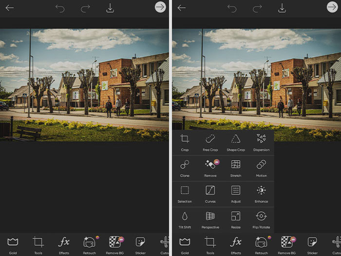 PicsArt photo editor with building picture editing