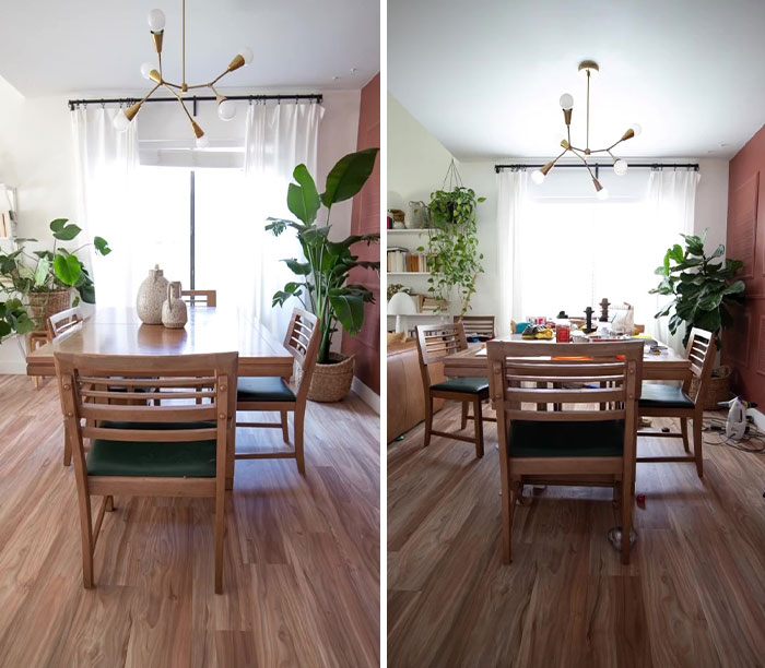 5 Side-By Side Photos Showing The Reality Behind This DIY Home Designer&rsquo;s Aesthetic Videos