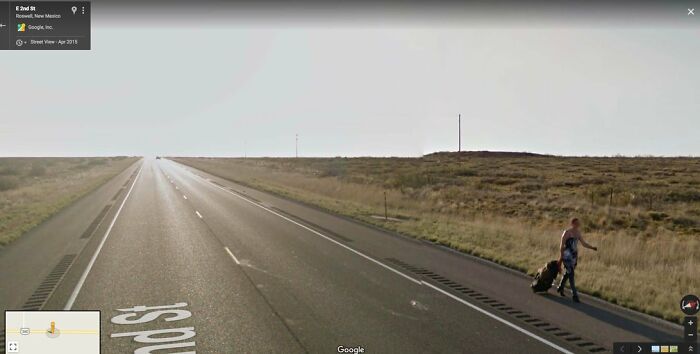 This Woman Walking In The Middle Of Nowhere