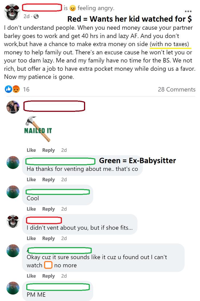 Someone Decides $140 A Week Isn't Worth It. Mom Of The Child Rants On Facebook And Ex Babysitter Joins In