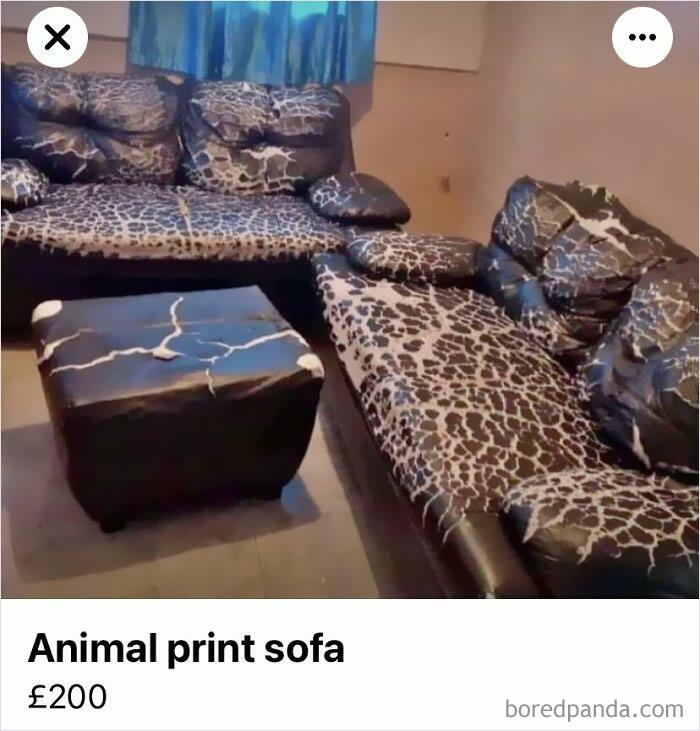 This Person Trying To Sell A Cracked Leather Sofa As "Animal Print"