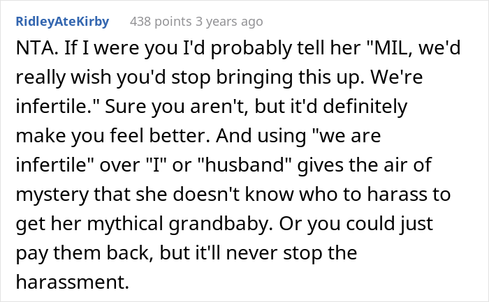 Childfree Woman Has Had Enough Of MIL Pushing For Kids, Finally Snaps And MIL Storms Off Crying, She Asks If She Went Too Far
