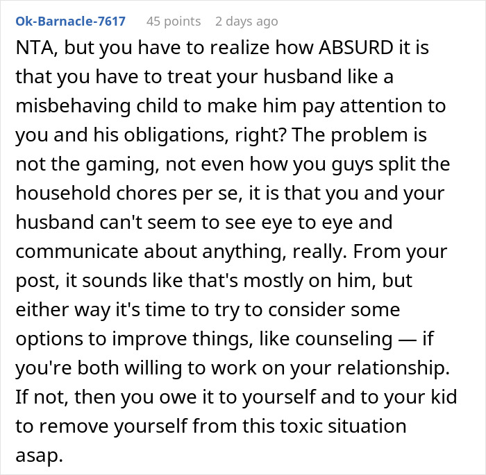 "He Wants A Divorce": Gamer Husband Lashes Out At Wife For Pausing His Game So He Would Bathe The Baby
