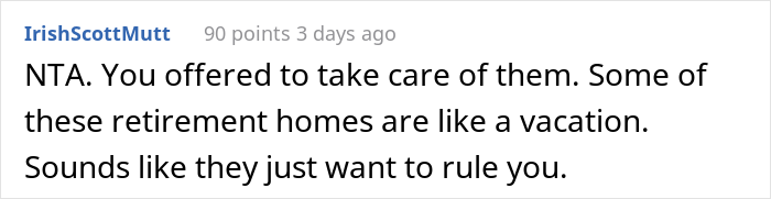 Elderly Parents Expect Their Daughter To Take Them In, Are Furious When She Says The Best She Can Do Is To Put Them In A Senior Home