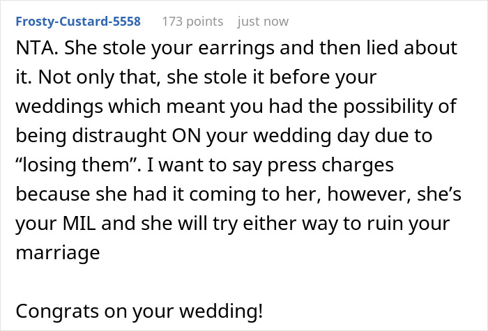 Bride Immediately Thinks Of Her MIL When Her Heirloom Diamond Earrings Go Missing, Calls The Police To Find Out She Was Right Bride Immediately Thinks Of Her MIL When Her Heirloom Diamond Earrings Go Missing, Calls The Police To Find Out She Was Right