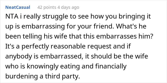 "He Was Absolutely Appalled": Guy Refuses To Pay For His Friend's Wife's Meals Anymore, Drama Ensues