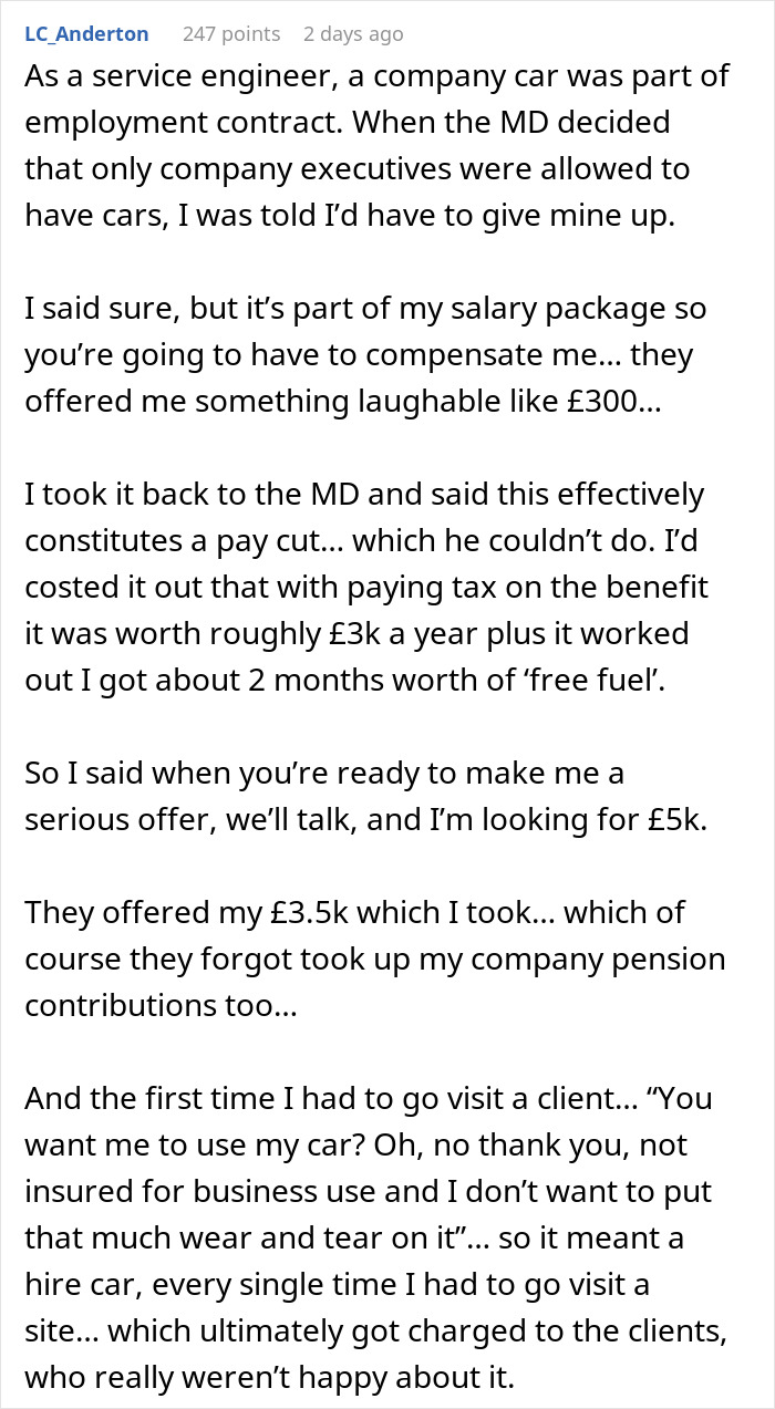 Company Cuts Costs By Taking Away Cars, Learns A Lesson After Employees Maliciously Comply