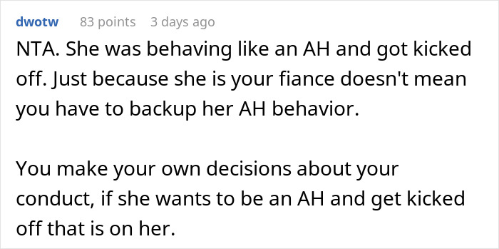 Person Asks If They're A Jerk For Saying "No" When The Police Asked If Woman Was Their Fianc&eacute;e Before Escorting Her Off The Plane