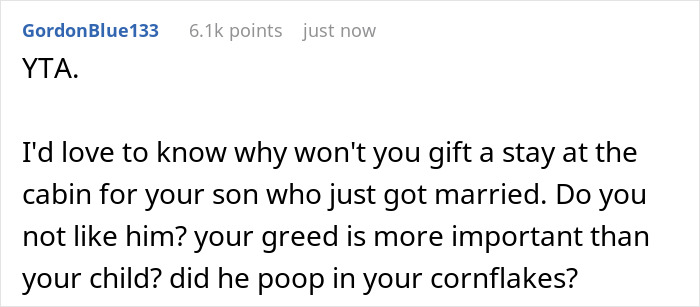 &ldquo;[Am I The Jerk] For Asking My Son And His STBW To Pay To Spend Their Honeymoon In My Winter Cabin?&rdquo;