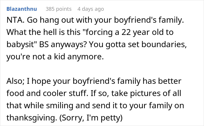 Woman Is Sick Of Having To Watch Her Cousins&rsquo; Children At Thanksgiving Gatherings, Decides To Spend It At Her Boyfriend&rsquo;s