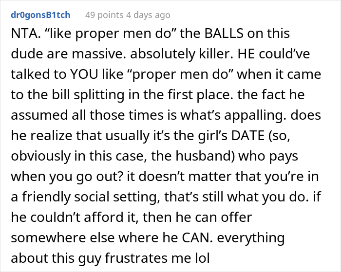 "He Was Absolutely Appalled": Guy Refuses To Pay For His Friend's Wife's Meals Anymore, Drama Ensues