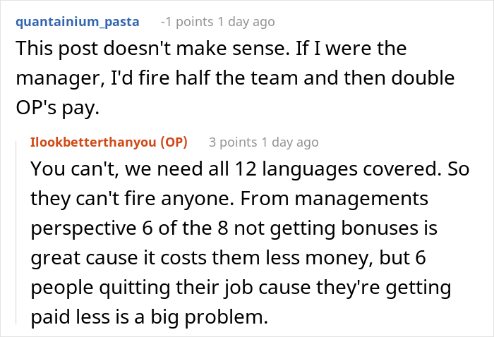 "Tell My Colleagues To Say Goodbye To Their Bonuses": New Manager Messes With Employee, Has To Watch The Workplace Crumble "Tell My Colleagues To Say Goodbye To Their Bonuses": New Manager Messes With Employee, Has To Watch The Workplace Crumble